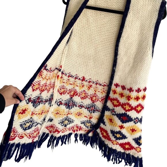 𝅺FINE IMPORT Vintage Boho Wool Chunky Knit Sleeveless Vest Cardigan Sweater M - Picture 2 of 4